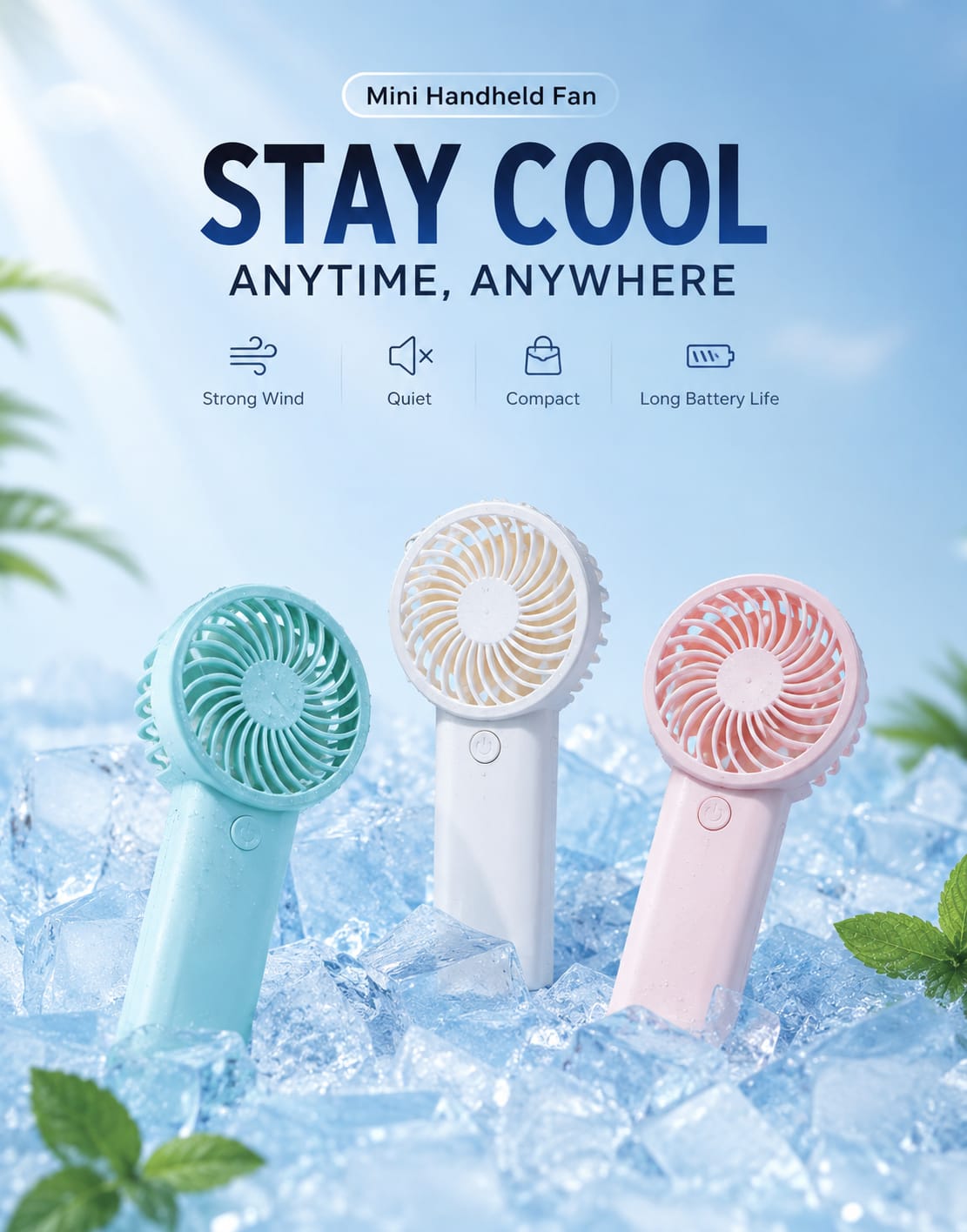 Mini ventilator-draagbaar, stil & oplaadbaar